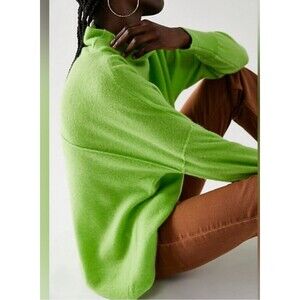 Free People Women Ottoman Preppy 100% Cashmere Tunic Green Sweater Top Sz XS NWT
